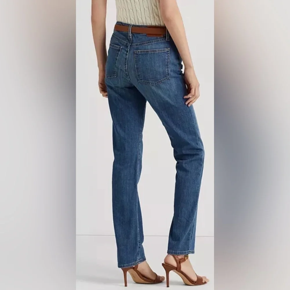 Ralph Lauren Blue Straight Leg Jeans Mid-Rise Size 14P x 29